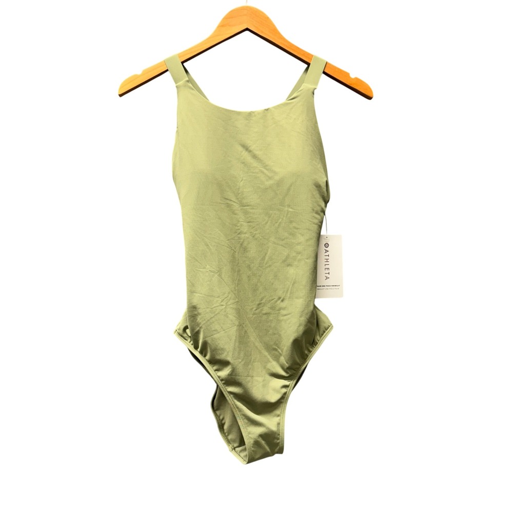 Athleta One Piece Swimsuit Womens Small S A-C Cups Palm Green Strappy NEW